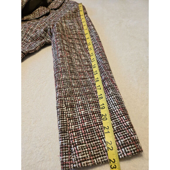Sz 12P SAG HARBOR Petite Brown Pink Tweed Waist Accent Long Sleeve Blazer - Picture 8 of 10